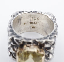 Dian Malouf Ring Sterling Silver 14k Citrine Cross Cigar Band Size 5.75 RS3476