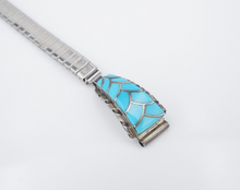 Native American Sterling Silver Turquoise Tips Watch Stretch Band NY 11 mm BS290