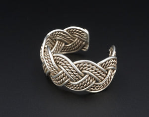 Vtg Benny Peralto Navajo Sterling Silver Braided Rope Cuff Bracelet 6" BS2787