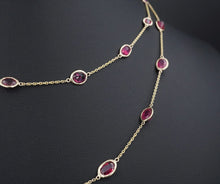 14k Yellow Gold 15ct Natural Ruby By Inch Station Necklace BTY 32" CO1110