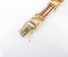 Vintage Ruby Diamond Bracelet 14k Yellow Gold 6 carat 7.25" Channel BG931