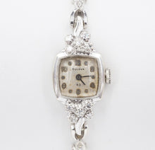 Vintage Ladies 14k White Gold Diamond Bulova Watch 6" 13mm Quartz Runs W867