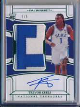 22-23 Panini National Treasures Collegiate Trevor Keels RPA Logo Patch Auto 5/5