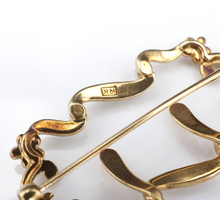 Antique 14k Yellow Gold Seed Pearl Floral Wave Scarf Pin Brooch 1.5" OG457