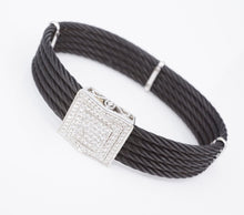 Charriol 18k Gold Celtic Noir Diamond Bracelet 6.5" Black Cable 15mm 5 Row BG878