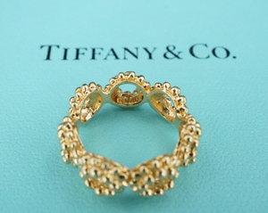 Tiffany Open Circle Dot Eternity Band Ring 18k Yellow Gold 9mm Size 7 RG4016