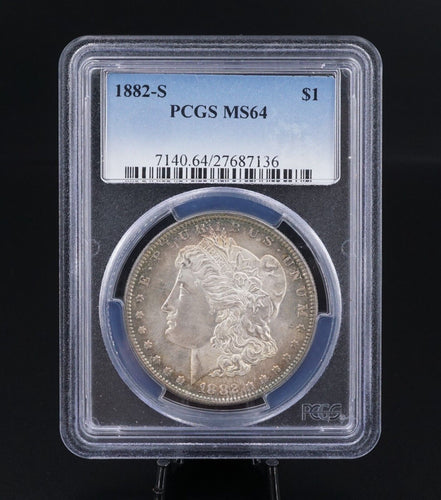 1882-S Morgan $1 Dollar Silver Dollar Coin PCGS MS64 BU Rim Toned CN468