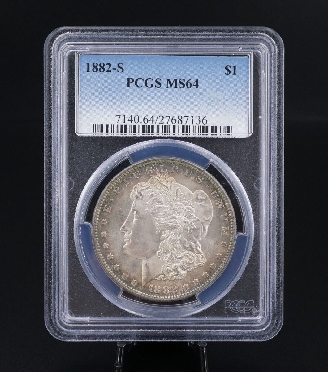 1882-S Morgan $1 Dollar Silver Dollar Coin PCGS MS64 BU Rim Toned CN468