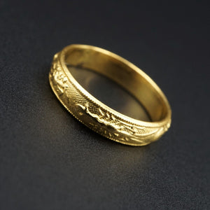 Ornate 24k Gold Stamped Band Ring Size 6.75 4mm 999 RG3376