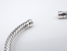 David Yurman Cable Cuff Bracelet Diamond Two Station Sterling 18k 5mm BS2915