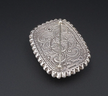 Stephen Dweck Sterling Silver Bronze Carved Flower Chunky Brooch 1.8" OS629