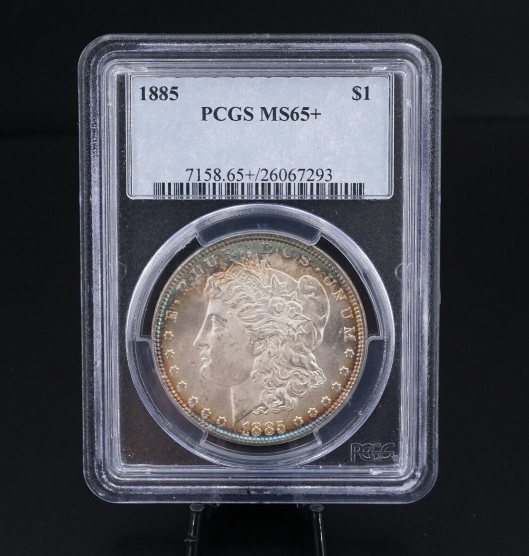 1885 Morgan $1 Dollar Silver Dollar Coin PCGS MS65+ Rim Toned CN454