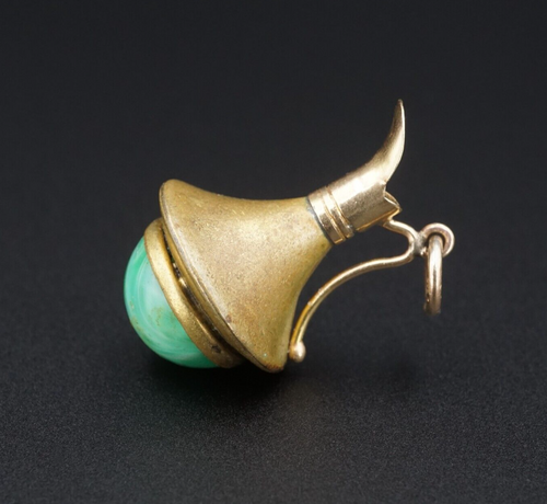 Vintage 14k Yellow Gold Pitcher Pendant Charm 1.2
