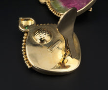 Artisan 18k Yellow Gold Watermelon Tourmaline Clip Earrings 1.8" EG2184