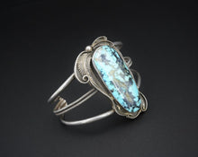 Navajo H Tsosie 2.2" Wide Sterling Silver Turquoise Cuff Bracelet 6.75" BS2744