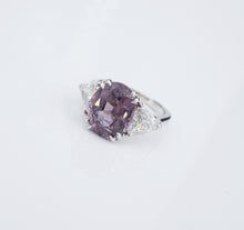 18k Gold Natural Spinel Diamond Ring 3-Stone 7cttw Size 6.5 GIA Violet CO1056