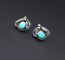 Vtg Navajo Turquoise Earrings Jim Calladitto Sterling Silver Post Stud ES2388