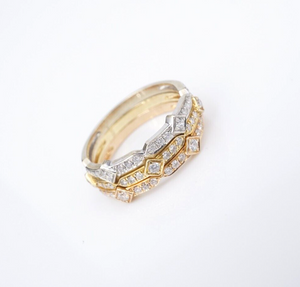 18k Gold Diamond Band Ring Set Stackable 1/2ctw Yellow Rose White Sz 6.25 RG4327