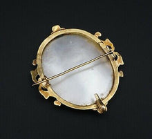 Victorian Miniature Portrait Pin Brooch Lady and Cat French 14k Gold 2" OG275