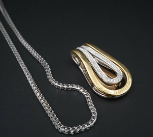 Di Modolo 18k Tri Color Gold Fiama Diamond Reversible Teardrop Pendant 16" CO693