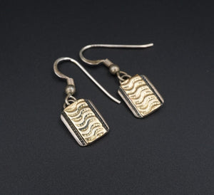 Hopi Dangle Earrings Sterling Silver 14k Gold Overlay 1.25" Coochwytewa ES2364