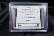 2023 Topps Definitive Trios Auto Carlton Fisk Carl Yastrzemski Jim Rice Red Sox