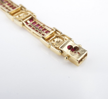 Vintage Ruby Diamond Bracelet 14k Yellow Gold 6 carat 7.25" Channel BG931