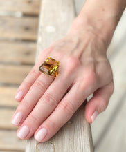 Retro 18K Yellow Gold 20 carat Citrine Cocktail Candy Ring Sz 7.5 RG3739