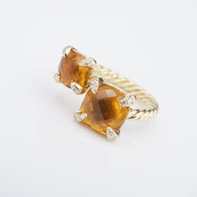 David Yurman Chatelaine Bypass Ring Diamond Citrine 18k Gold Size 7 RG4316