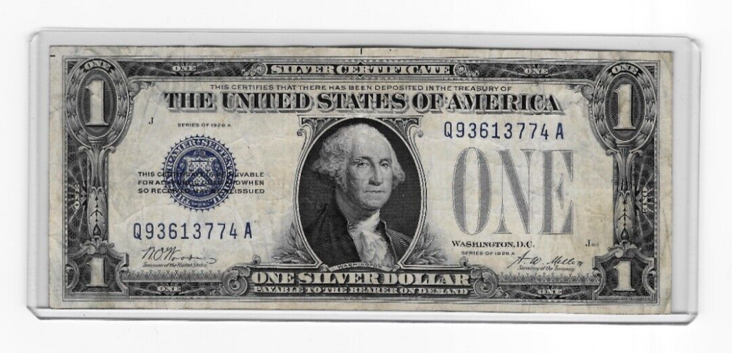 1928-A Silver Certificate $1 Note Funny Back One Dollar CN651