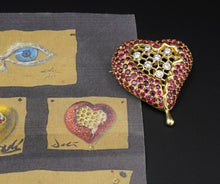 Henryk Kaston for Salvador Dalí Ruby and Diamond Honeycomb Heart Brooch PG1717