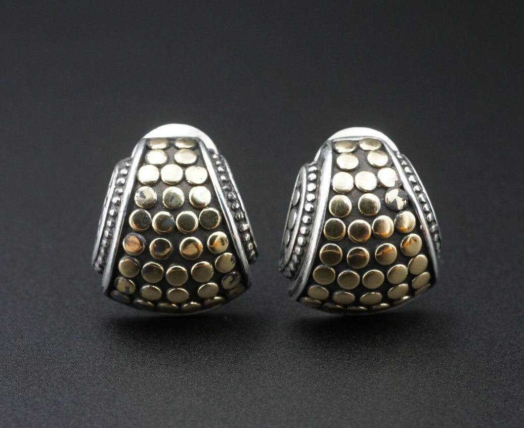 John Hardy Dot Earrings Sterling Silver 18k Huggie Buddha Belly ES2218