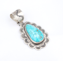 Vintage Sterling Silver Turquoise Cabochon 2.5" Signed VH Navajo Artisan PS2159