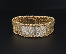 Mens 1980s 14k Yellow Gold Diamond Bracelet 23mm Wide 2 carat 7.75" 69g CO1200