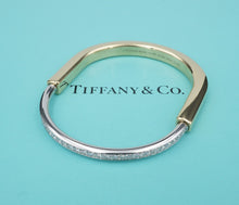 Tiffany Lock Wide Diamond Hinged Bangle 1.2ct 18k Yellow Gold Bracelet 7" BG1026
