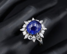 Asprey Platinum GIA Ceylon No Heat Blue Sapphire Diamond Halo Ring 12cttw CO1036