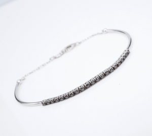 14k White Gold Black Diamond Bracelet 6-7" Adjustable Trendy BG896