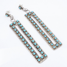 Zuni Turquoise Earrings Joanne Cheama Artisan Sterling Silver Dangle 4" ES2570