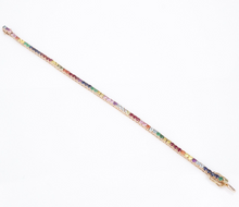The Last Line 14k Rainbow Gemstone Tennis Bracelet 3ct Rose Gold 6" BG927