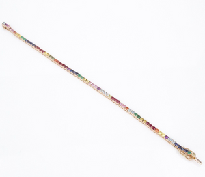 The Last Line 14k Rainbow Gemstone Tennis Bracelet 3ct Rose Gold 6" BG927