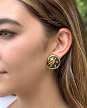 Leo De Vroomen Enamel Earrings 18k Gold Ear Clips Shell 1.1" EG2278