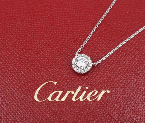 Cartier Diamond Halo Destinée Necklace Platinum Pendant 16.5