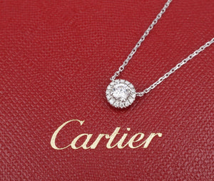 Cartier Diamond Halo Destinée Necklace Platinum Pendant 16.5" Card Pouch NG1506