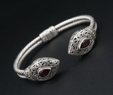 Sterling Silver 18k Gold Bracelet Phillip Gavriel Bangle Garnet 7.25" BS2948