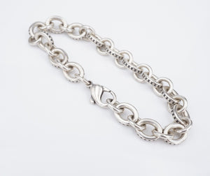 James Avery Beaded Cable Link Bracelet Sterling Silver Retired 8" Large BS2974