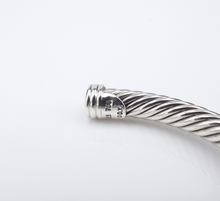 David Yurman Cable Cuff Bracelet Diamond Two Station Sterling 18k 5mm BS2915