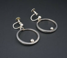 Modernist Sterling Silver Open Circle Bead Dangle Earrings Denmark BFO ES2069