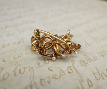 Antique 14k Yellow Gold Seed Pearl Diamond Sunburst Pendant Pin Brooch OG356