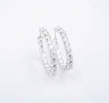 Natural Diamond Inside Out Hoop Earrings 14k White Gold 9.5 ctw 1.7" EG2391