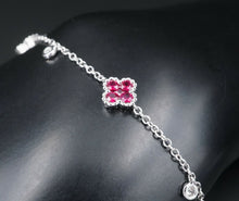 Ruby Diamond Station Bracelet Quatrefoil 18k White Gold 1.75ct 7" BG640